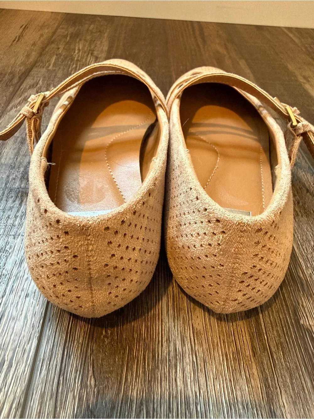 Dolce Vita Perforated Suede Mary Jane Flats in Blush